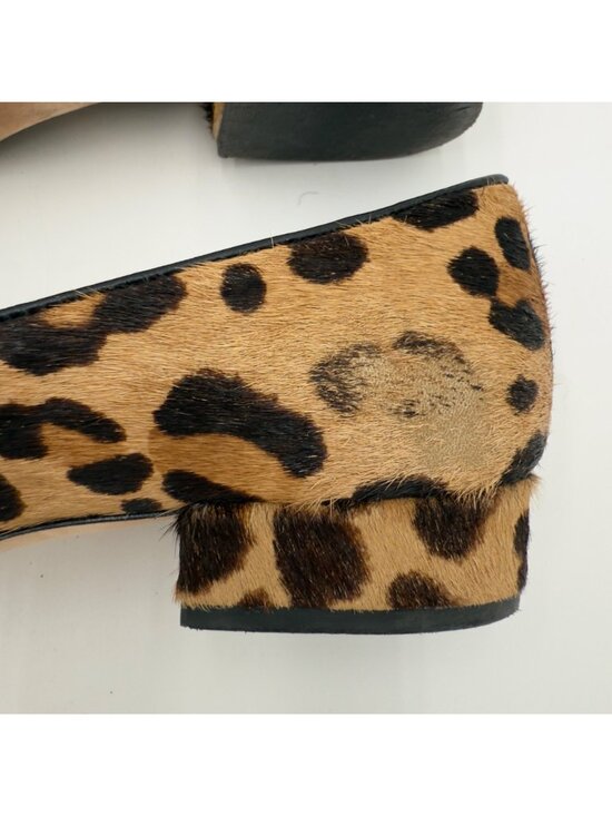 Cole Haan Chelsea Leopard Printed Calf Hair Pointed Toe Loafers 7B Slit Heel - Picture 8 of 11